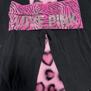 Pink Zebra vintage Victoria’s secret LOVE PINK fold over yoga pants<3